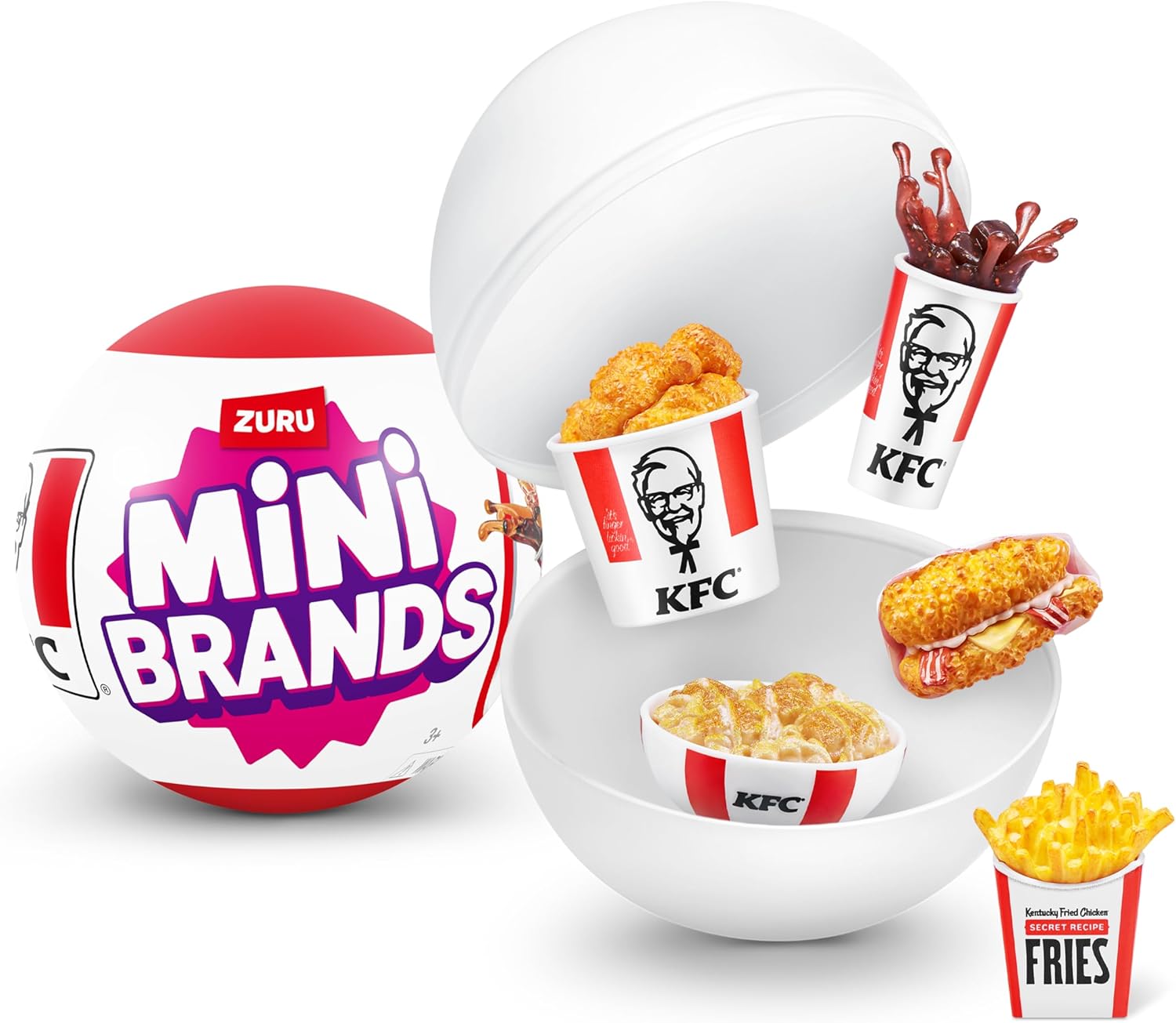 Mini Brands KFC® Series 1 Mystery Capsule by ZURU Real Miniature KFC® Brand Collectible Toy, Capsules of 5 Mystery Miniature KFC® for Girls, Teens, Adults and Collectors