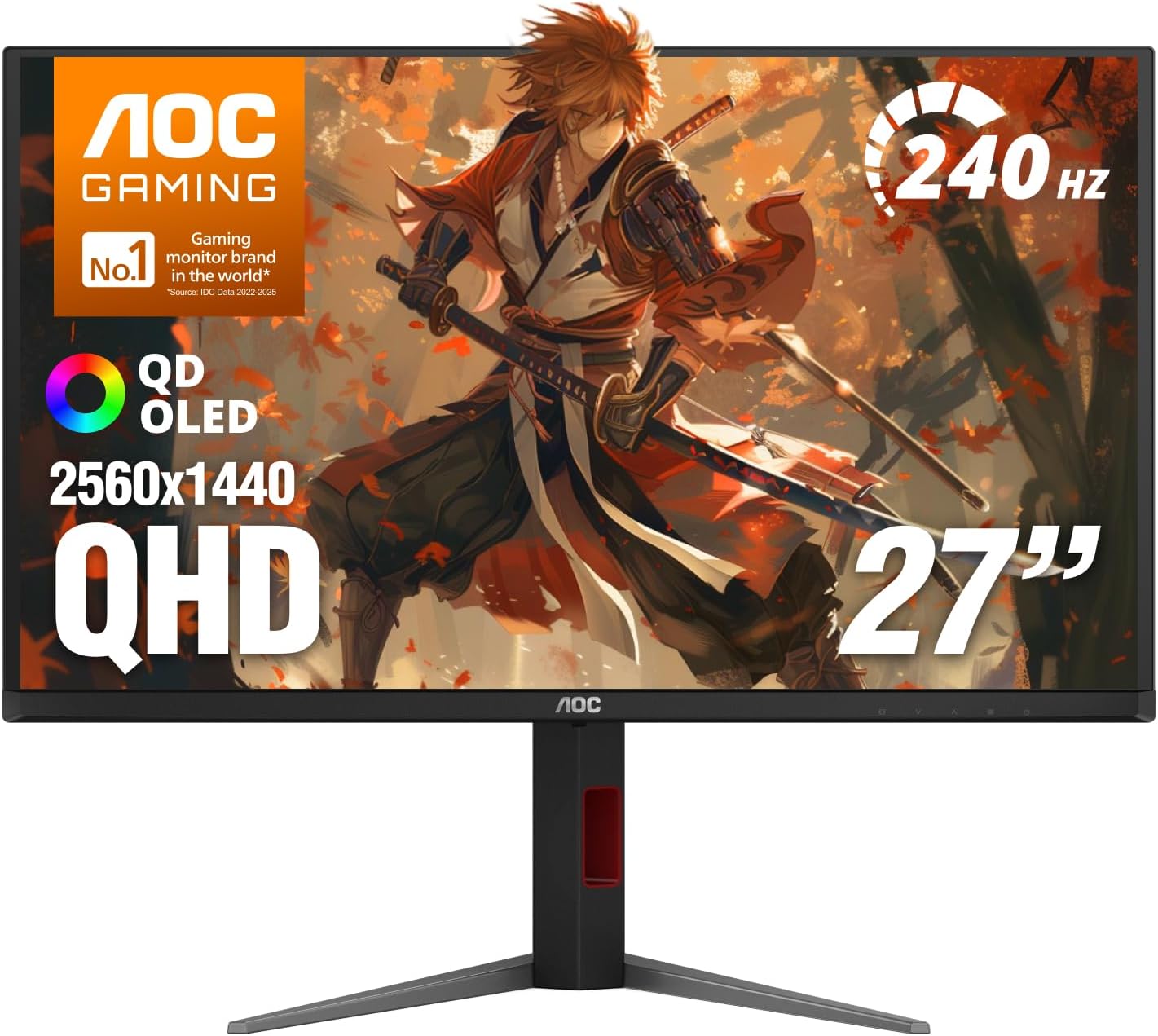 AOC 27" Gaming Monitor QHD 240Hz QD OLED NVIDIA G-SYNC Compatible Q27GAZDV