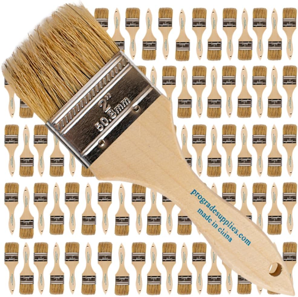 Pro Grade - Chip Paint Brushes - 96 Ea 2 Inch Chip Brush for Paints, Stains, Varnishes, Glues, & Gesso