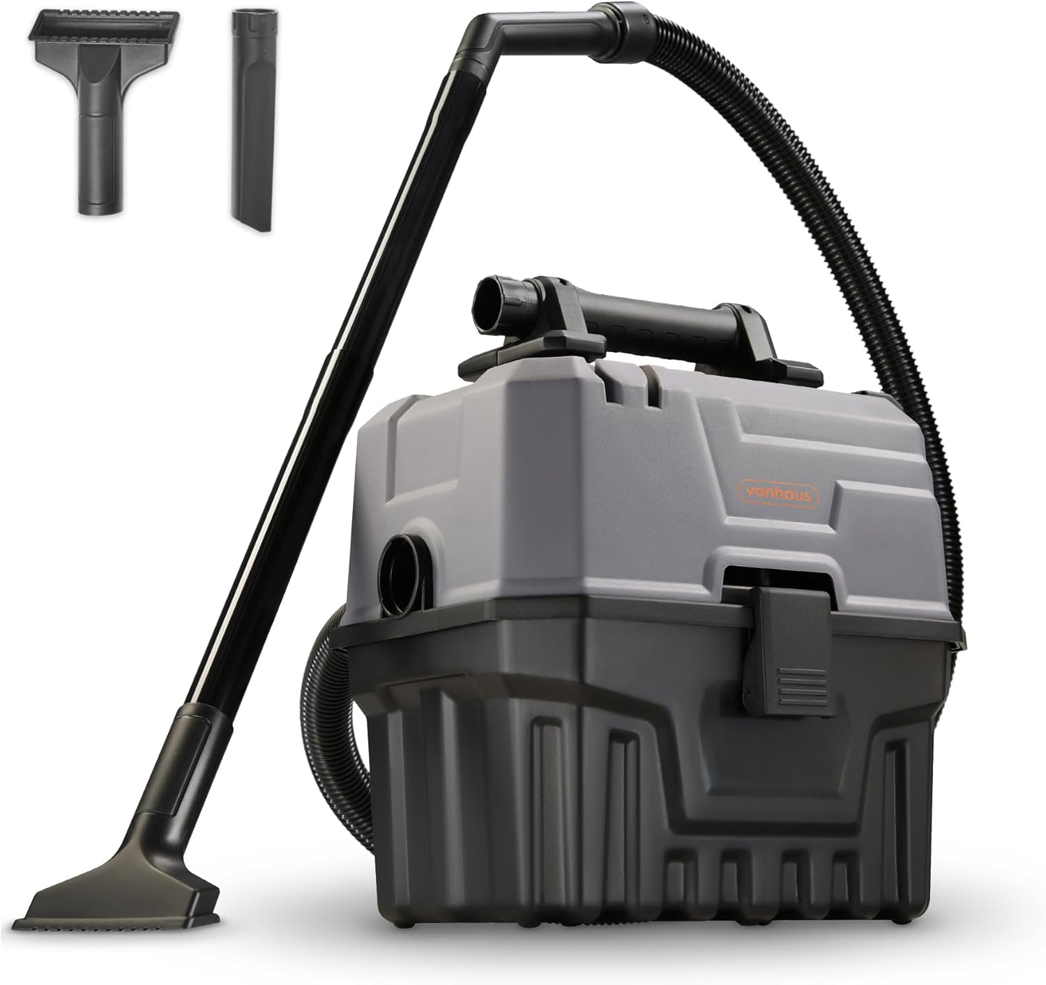 VonHaus Wet & Dry Vacuum Cleaner - Portable Dust Extractor, 1200w Motor w 15L Plastic Tank, 7L Wet Capacity & 32L Flow Rate - Flexible 1.5m Hose, HEPA & Sponge Filter Functions