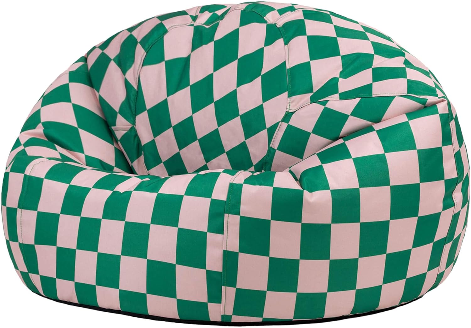 icon Kingston Bean Bag, Checkerboard Green, Woven Fabric suitable for Indoor Outdoor use, Large Adult Bean Bag Chair with Filling Included, Floor Chair, Gaming, Bedroom, Living Room, Garden