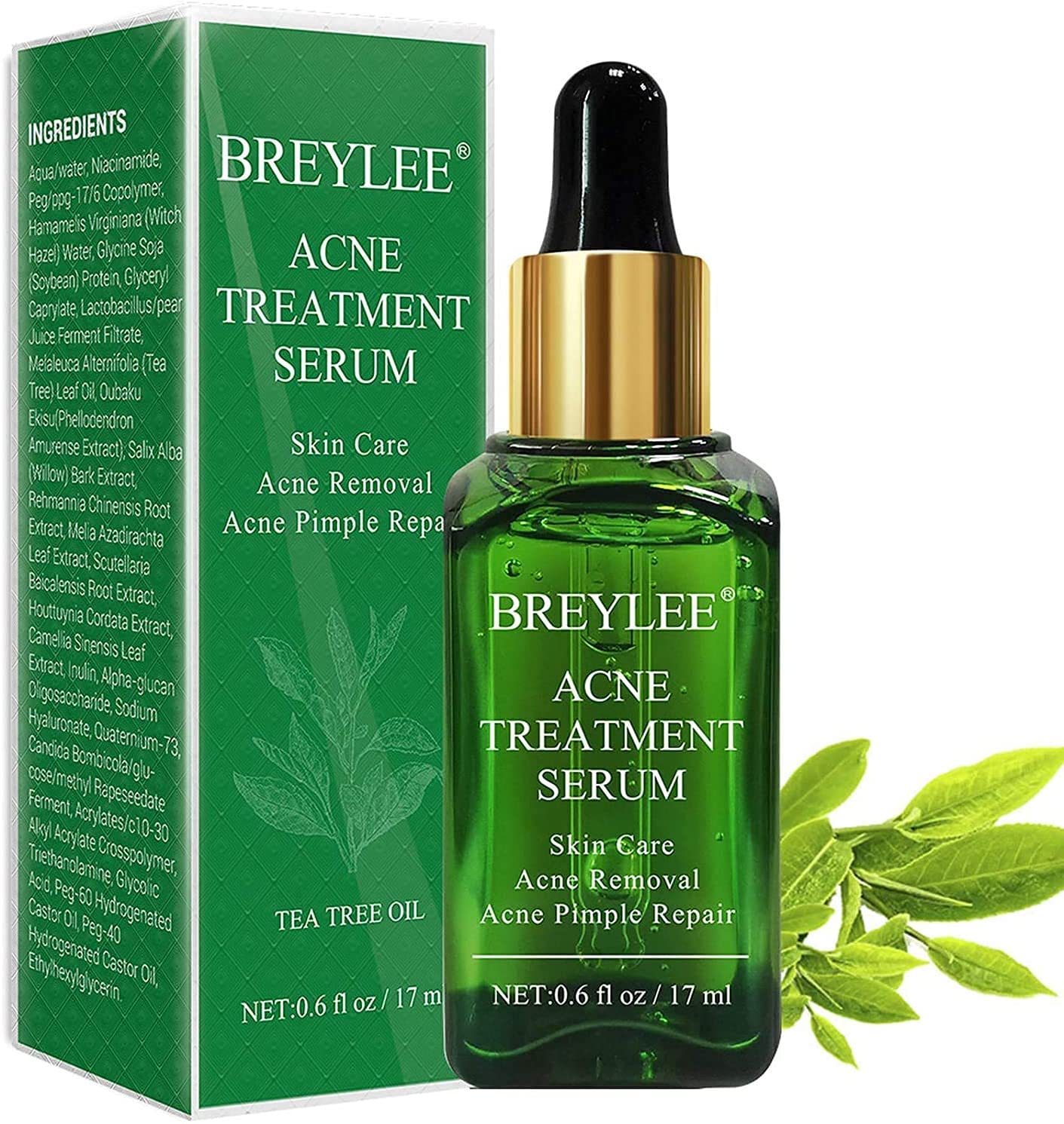 Tea Tree Acne Treatment Serum, Clear Skin Serum for Clearing Severe Acne,Breakout, Remover Pimple and Repair Skin (17ml,0.6oz)