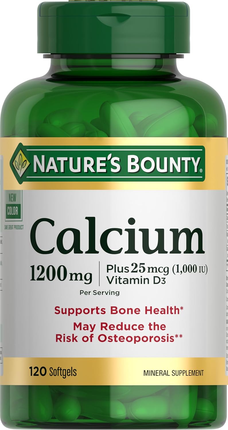 Nature's Bounty Calcium 1200 mg with Vitamin D3 - Bone Health Softgels, Calcium and Vitamin D Supplement, 120 ct (Pack of 1)