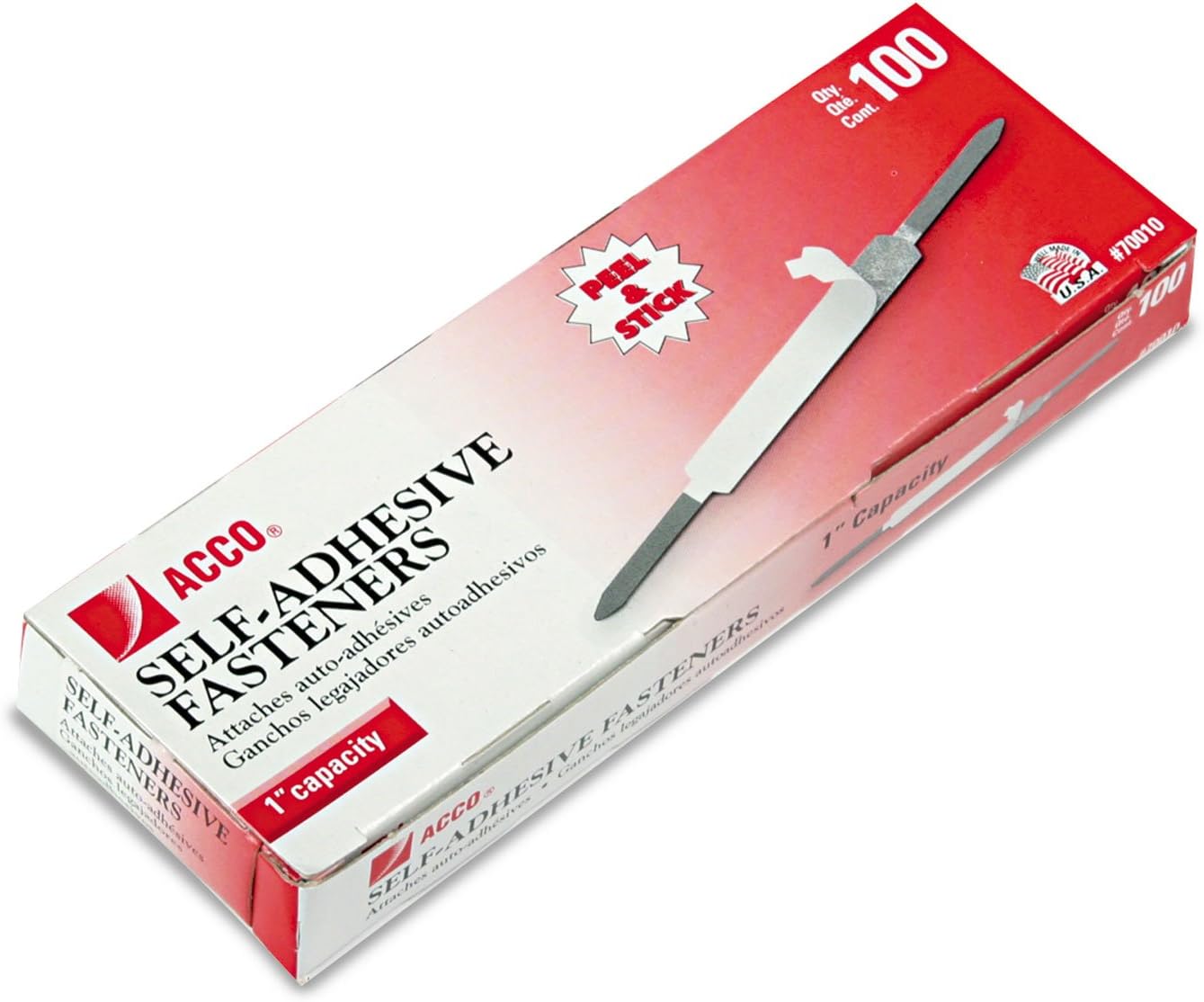 ACCO Self-Adhesive Fasteners, 1" Capacity, Economy, 100 Fasteners/Box (70010)