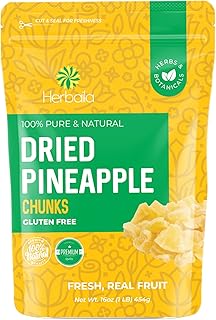 Dried Pineapple Chunks, 1 Pound. Dehydrated Pineapple Chunk, Dehydrated Pineapple Bulk, Dried Pineapple Bits. All Natural, Non-GMO, Lightly Sweetened Dried Pineapples, 16 oz.