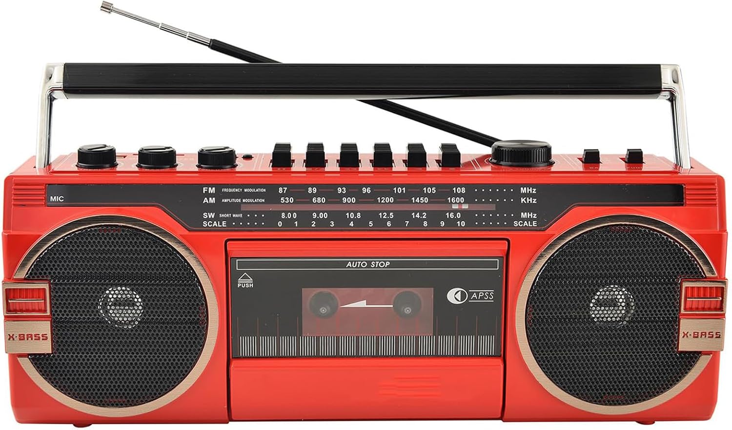 Classic 80s Style Retro CD Player Boombox, Portable Cassette Player Radio, AM/FM Radio, Bluetooth Cassette Recorder with Volume Adjustment Knobs, for Family Gathering Travel C