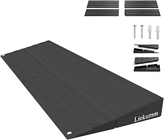 LIEKUMM 2 Inch Rise Threshold Ramp, 11000lbs Capacity Doorway Ramps for Wheelchairs, Aluminum Non Slip Door Threshold Ramp for Home Steps, Garage, Entry, Stairs, Black