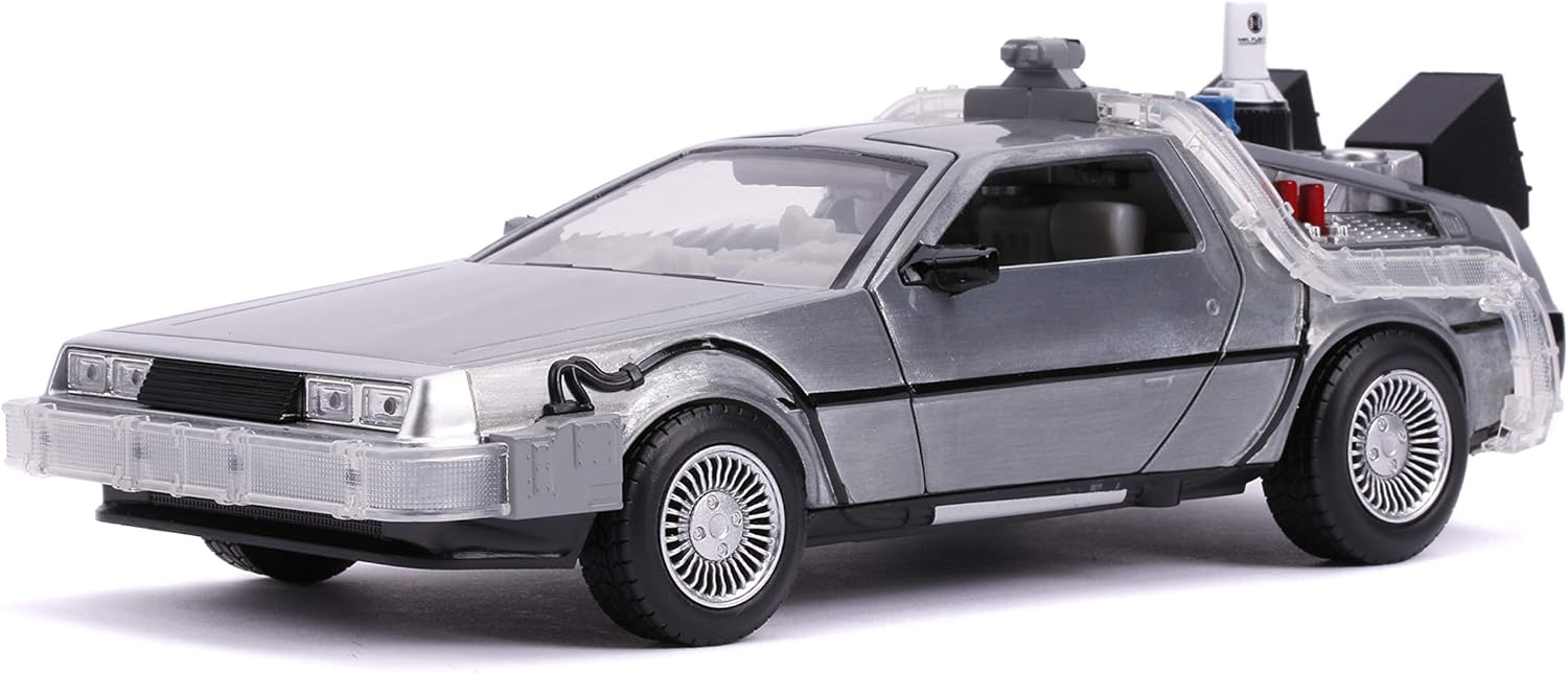 Jada Back to The Future Part II 1:24 Time Machine Die-cast Car Light Up Feature, Toys for Kids and Adults