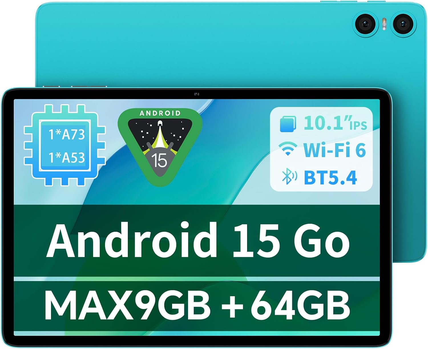 TECLAST 2025 Newest Tablets 10.1 Inch, P33 Android 15 Tablet, 9GB RAM 64GB ROM(TF 1TB), 6000mAh, WiFi Android Tablets, 1280x800 IPS, Quad-Core, 2 Speaker|Type-C|BT5.0|Camera|3.5mm Jack|GMS