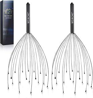 NICEMOVIC 2 Pack Head Scalp Massager, Stocking Stuffers Stress Relief Gifts for Women Men, 20 Fingers Scalp Head Scratcher for Hair Stimulation Body Relaxing (Black & Black)