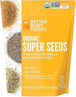 BetterBody Foods Superfood Organic Super Seeds - Blend of Organic Chia Seeds, Milled Flax Seed, Hemp Hearts, Add to Smoothies Shakes & More, 1lb, 16 oz