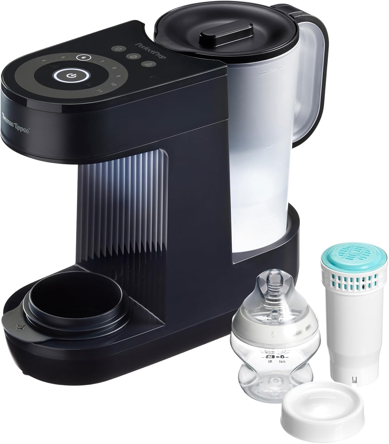 Tommee Tippee Perfect Prep Machine, Baby Bottle Formula Feed Maker with Antibacterial Water Filter, App Support, Day & Night Feed-Friendly Features, Slate