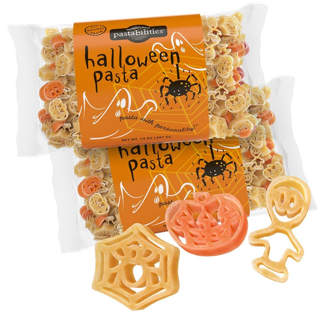 Pastabilities Fun Shaped Pasta for Kids - Halloween - Pumpkin Spider and Ghost Holiday Theme, Non-GMO Natural Wheat and Vegetable Pasta, All-Natural, Kosher Certified, Made in the USA, (2 Pack, 14 Oz)