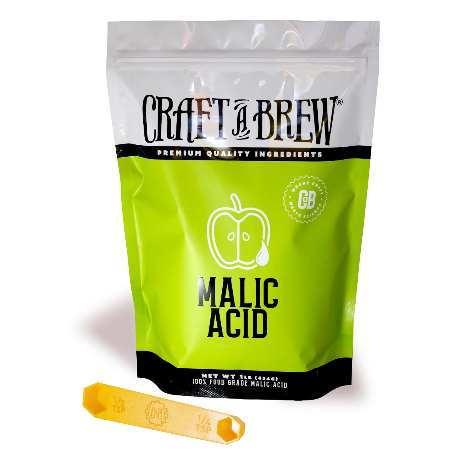 Craft A Brew - Malic Acid - Food Grade - For At Home Brewing, Winemaking, Baking & Flavoring - For Hard Ciders, Apple & Fruit Wines - Balances Acidity/Flavors & Adds Tartness - 1 lb Bag