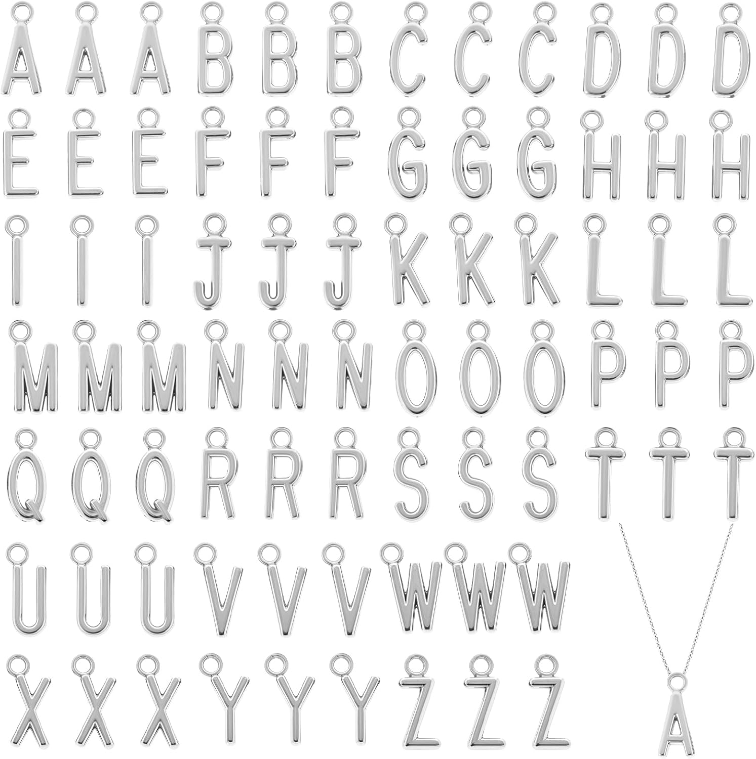 78 Pcs Letter Charms, Alloy Small Charm for Jewelry Making Bright Silver Alphabet Charm Capital A-Z Charms for DIY Bracelet Necklace Pendants Earring Jewelry