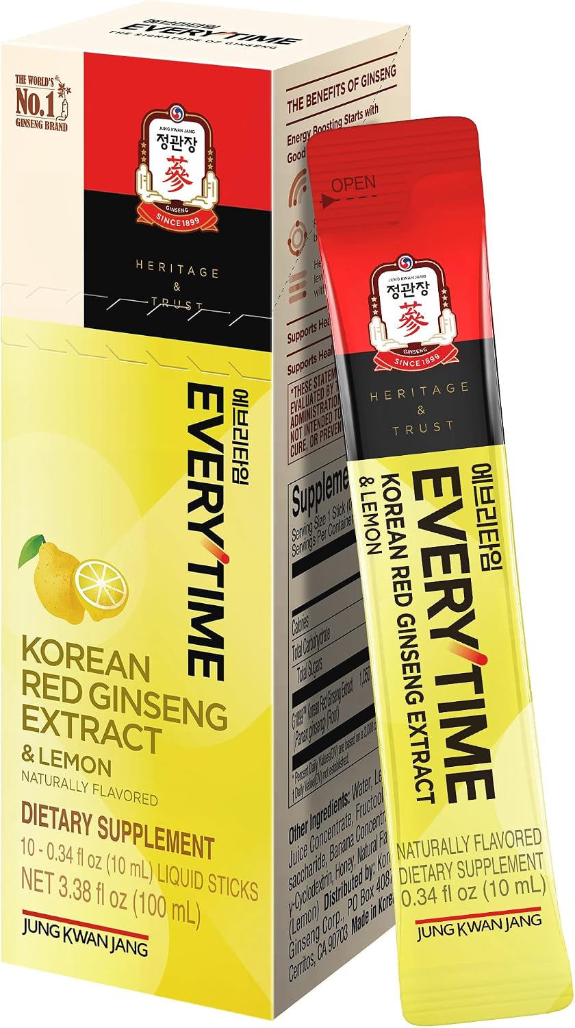 JUNG KWAN JANG Everytime Korean Ginseng Extract & 1,050mg Lemon 10 Sticks
