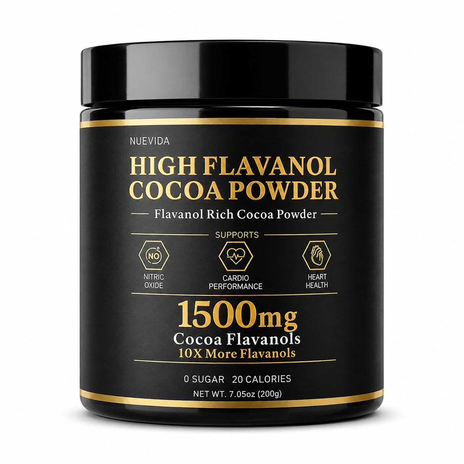 High Flavanol Cocoa Powder, 1500 mg Flavanols & 10X Concentrated Cocoa Extract with 600mg Epicatechin, Supports Heart Health, Nitric Oxide & Energy – Used To Relieve Afternoon Fatigue