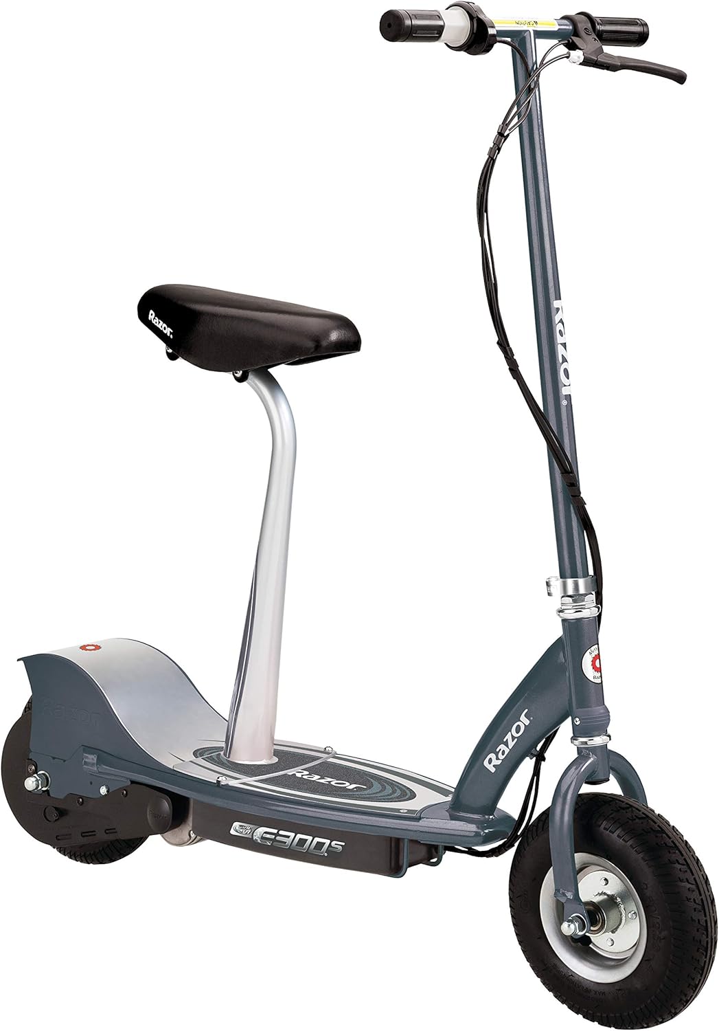 Razor E300S Seated Electric Scooter for Kids Ages 13+ - 9" Pneumatic Tires, Removable Seat, Up to 15 mph and 40 min of Ride Time, for Riders up to 220 lbs
