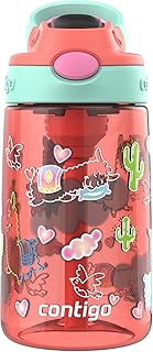 Contigo Autospout Kids Water Bottle, 14oz, Pack of 1, Coral/Llamas