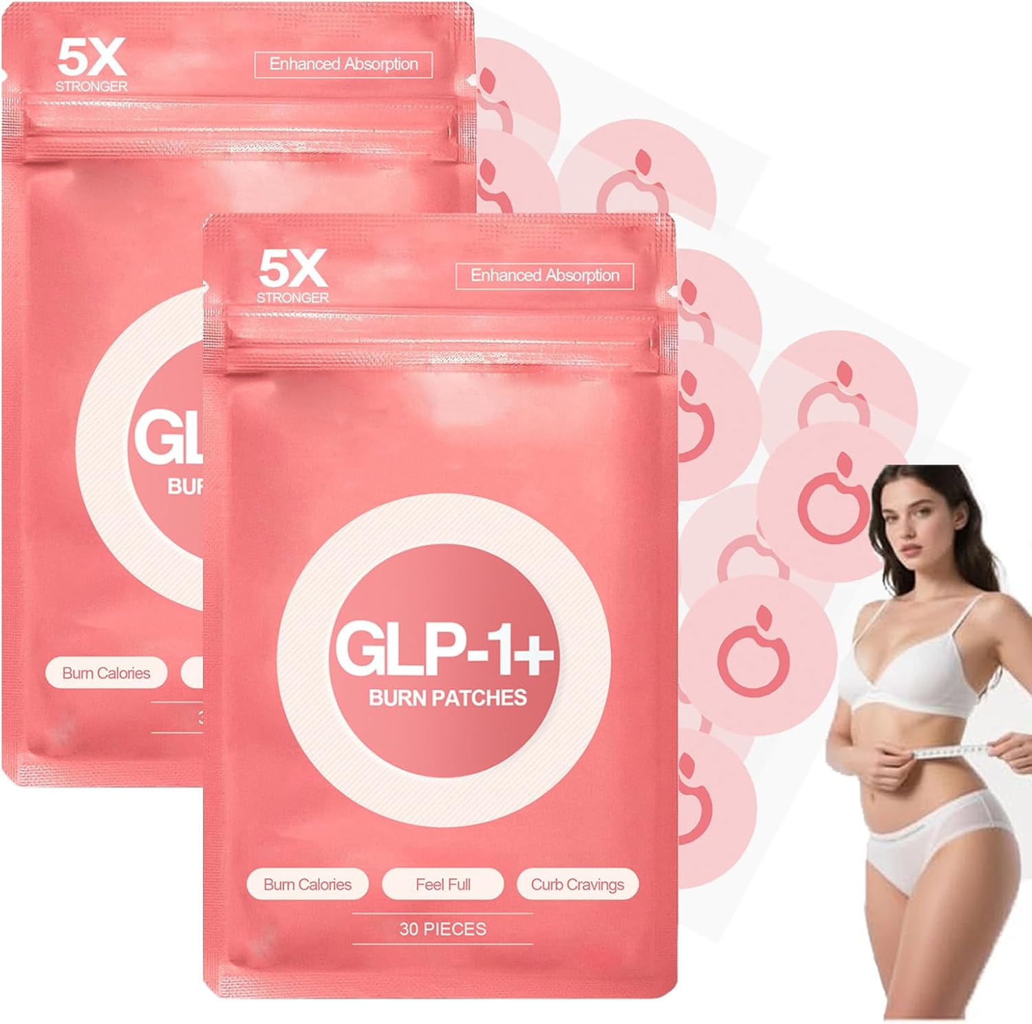60 Units GLP1 Patches 5X Stronger Formula,GLP-1+ 12 Hour Extended Healthy Support,Improved Natural Ingredients Extracts Patch,Gentle Soothing Moisturizing Stickers for Women Body Care (30Pc/Box)