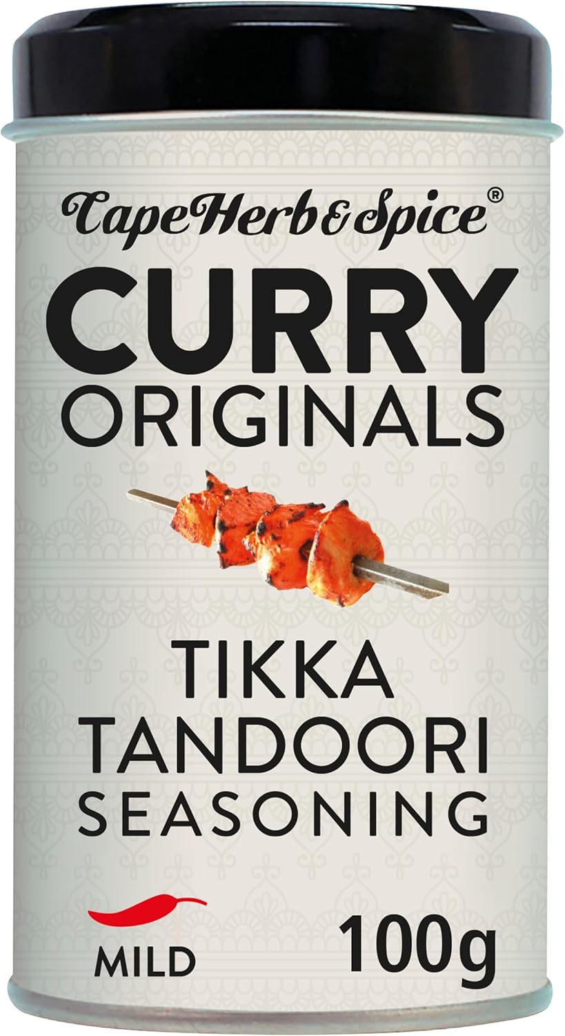 Cape Herb & Spice Curry Originals, Tikka Tandoori Curry Seasoning Condiment, Chilli Rating Mild, 100 g Tin (Pack of 1)
