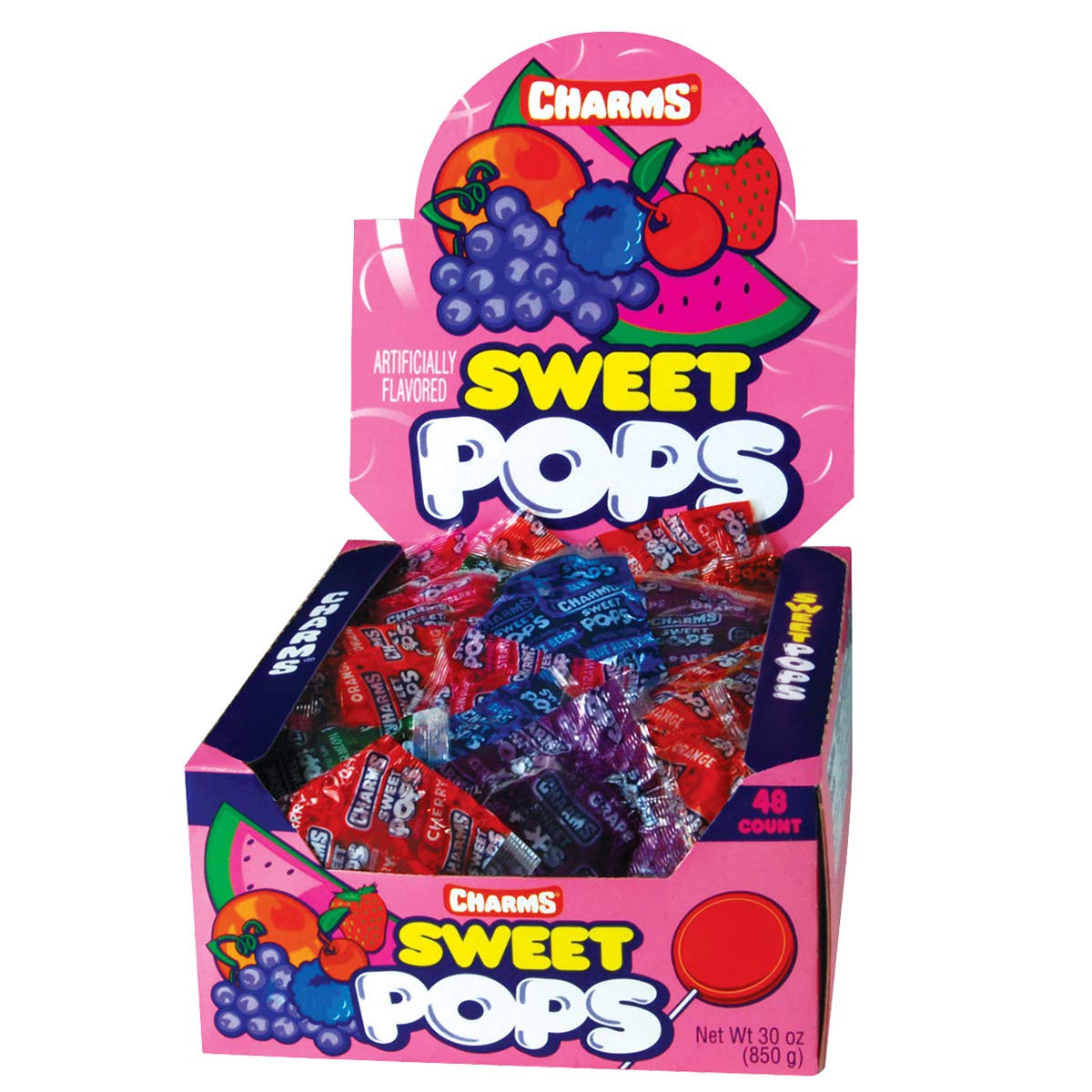 Charms Sweet Pops Lollipops - Individually Wrapped Candy Suckers - Peanut Free, Gluten Free - Bulk Treat for Kids and Adults – 48 Count (Pack of 1)