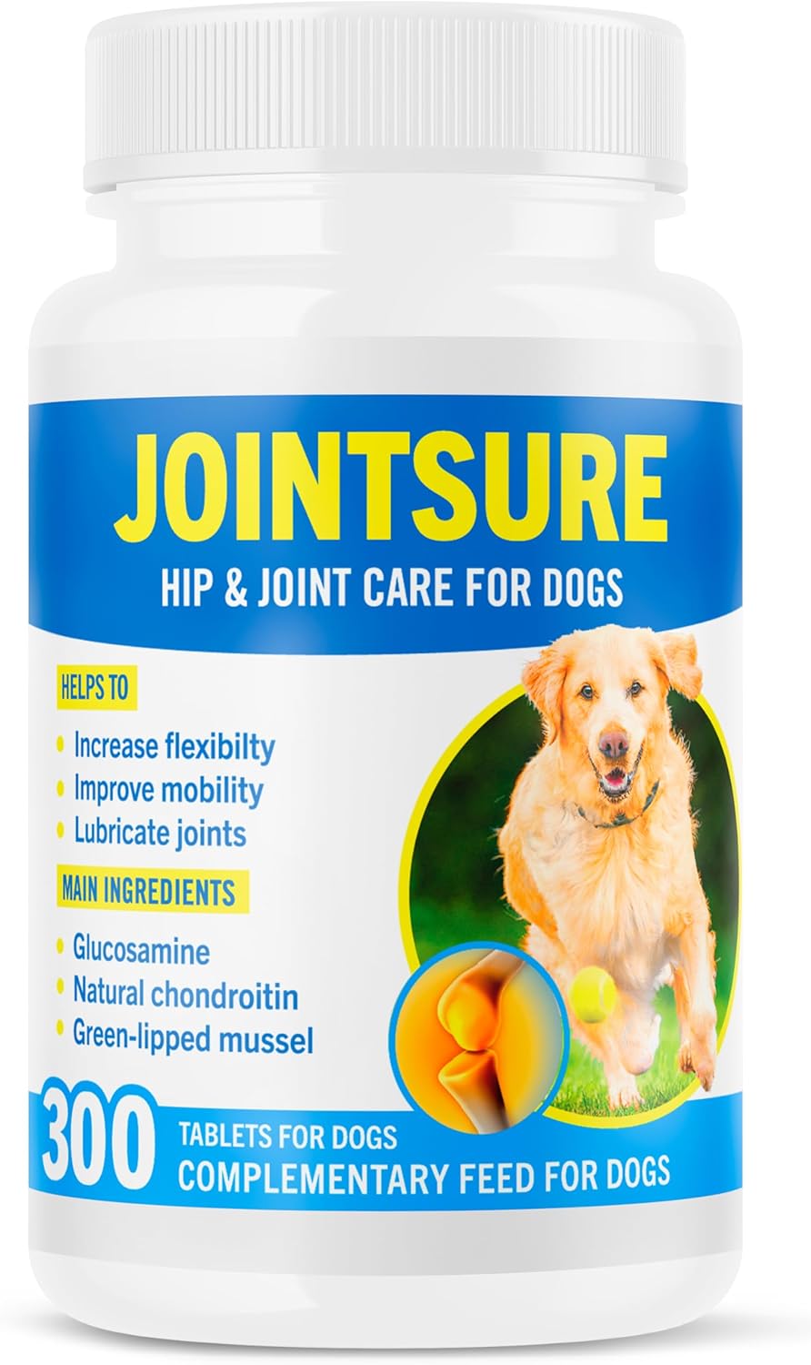 JOINTSURE Joint Support Supplements for Dogs – 300 Tabs, Aids Stiff Joints, Supports Joint Structure & Maintains Mobility in Adult/Senior Dogs | Advanced Formula Helps Arthritis Relief (pack varies)