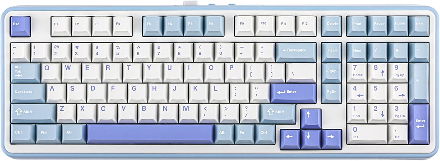 EPOMAKER TH99 Tri-Mode Wireless Mechanical Keyboard, Hot Swappable, Creamy Gasket, RGB Gaming Keyboard with Numpad for PC/Mac/Office (White, Creamy Jade)