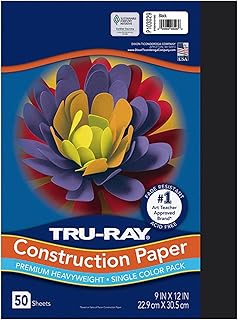 Pacon 103029 Tru-Ray Construction Paper, 76 lbs., 9 x 12, Black, 50 Sheets/Pack