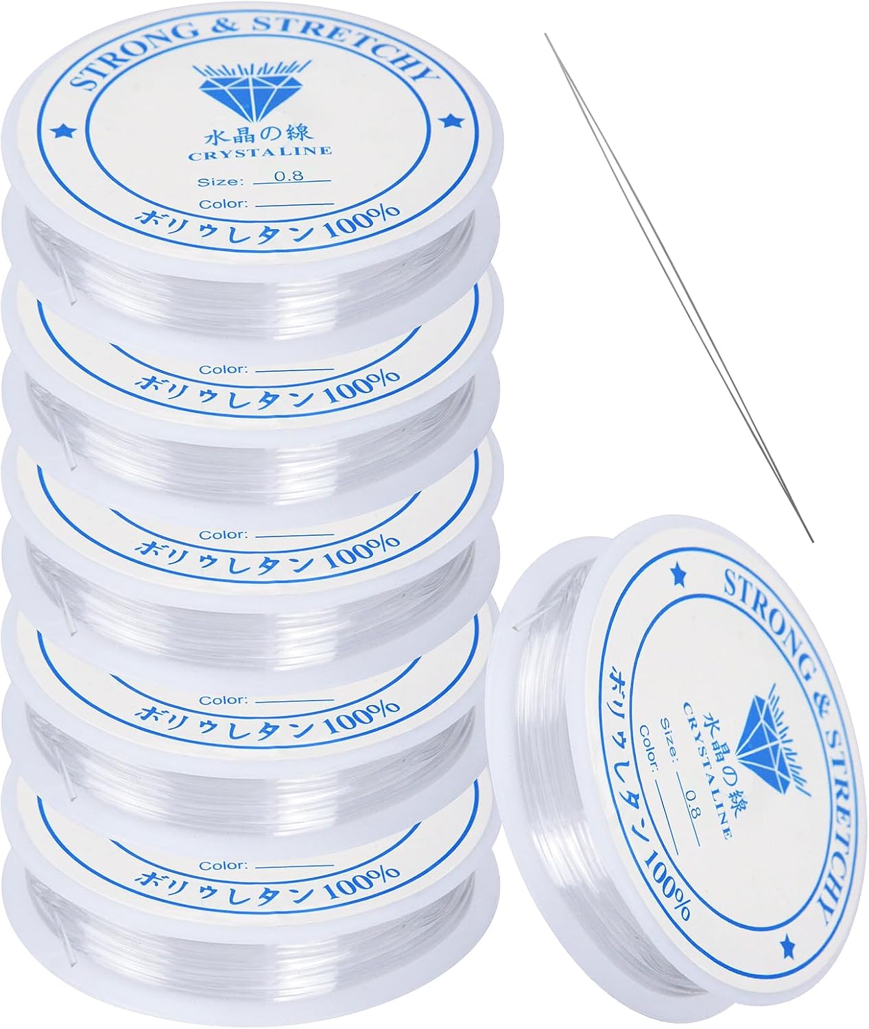 36m 0.8mm Clear Elastic for Bracelet Making, Strong & Stretchy Elastic String Bracelet String Beading Thread with Bead Needle for Jewellery Making Beading & DIY Craft Projects