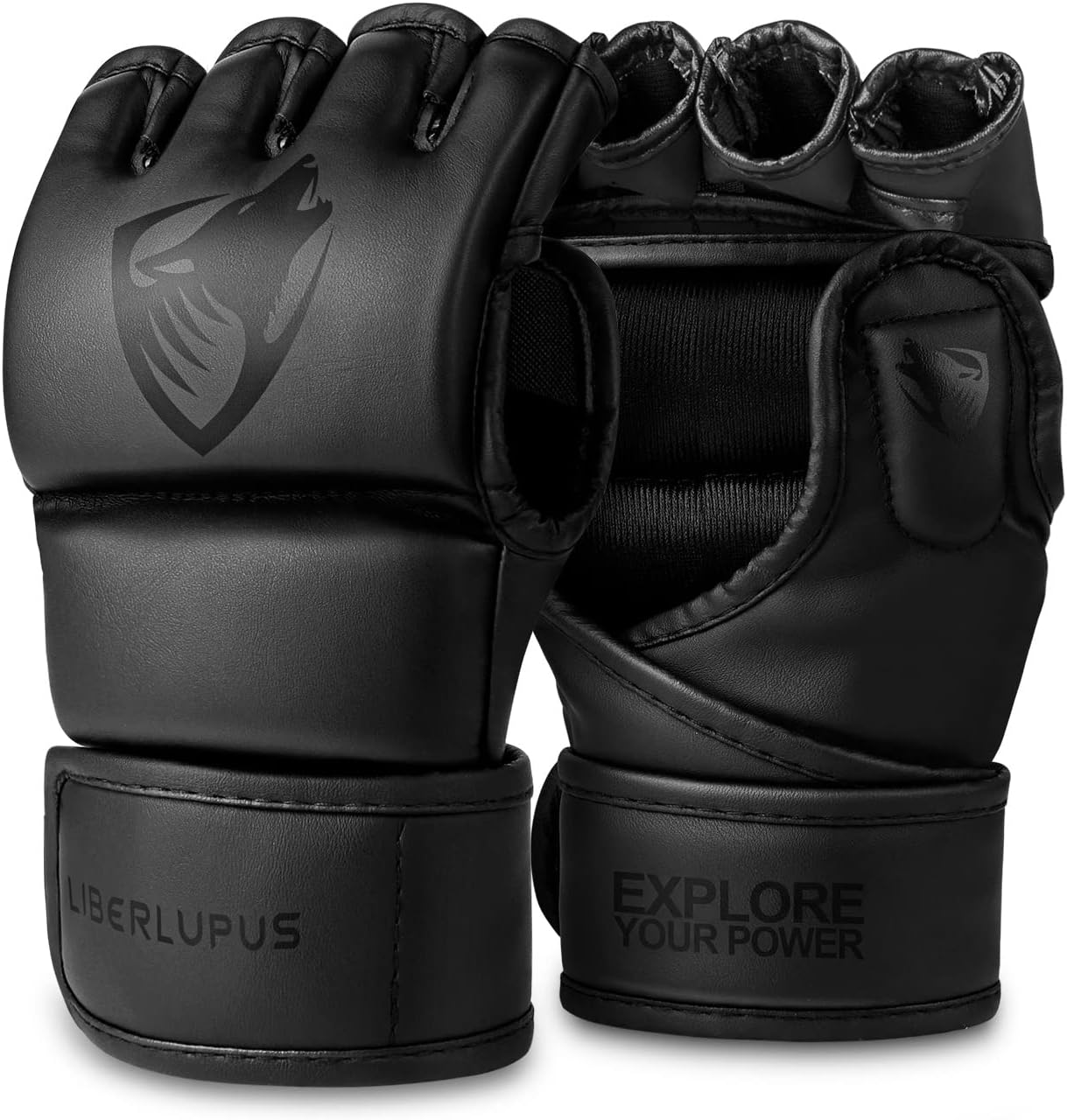 LIBERLUPUS MMA Gloves for Men & Women – Hybrid & Open Palm Designs for Sparring, Training, Kickboxing, Muay Thai, and Grappling – Knuckle Protection & Wrist Support for Flexibility and Control
