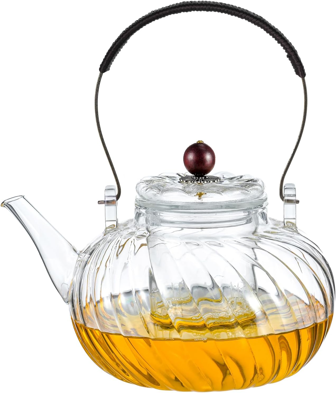 Glass Teapot with Removable Infuser, Stovetop Safe Glass Tea Kettle, 980 ml 33 oz, Clear Teapot for Loose Tea, Tea pot for Blooming Flower Tea and Loose Leaf,Father's Day Gifts