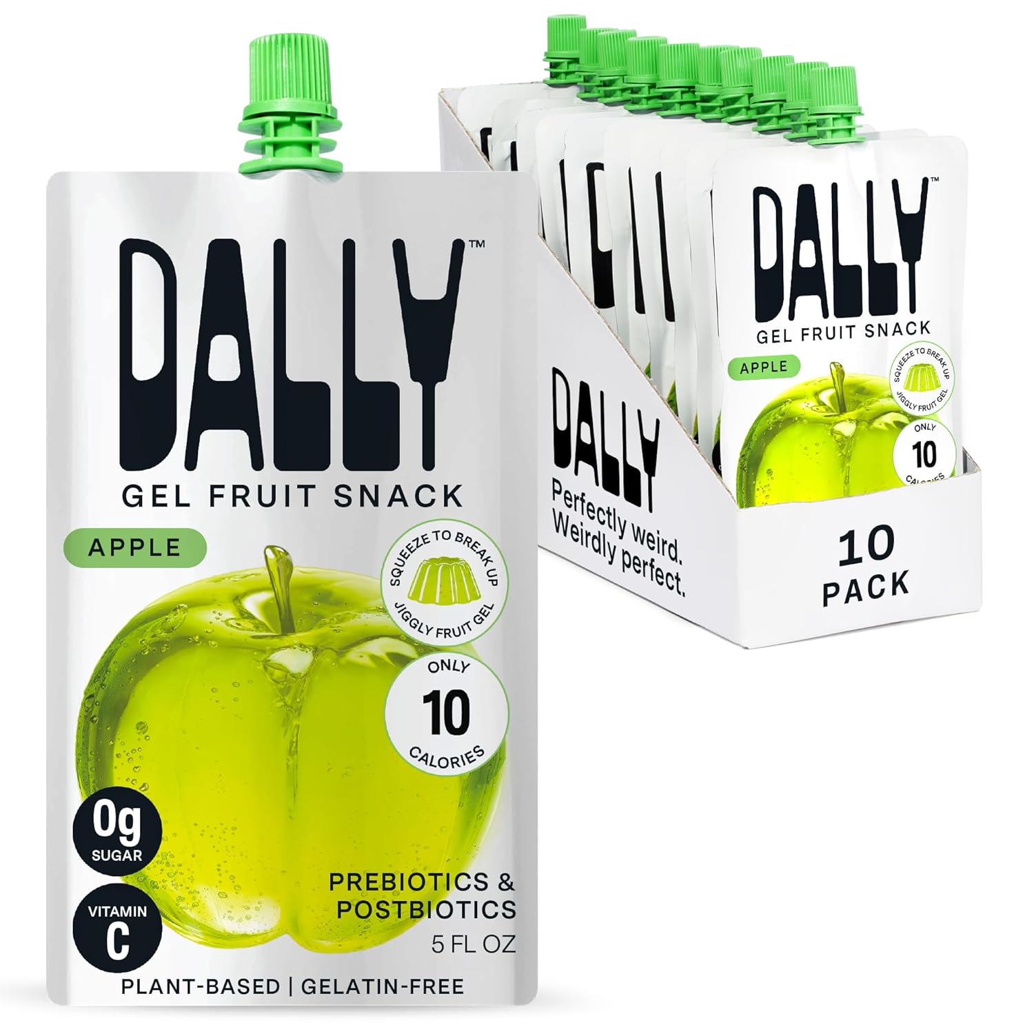 Dally Apple Drinkable Konjac Jelly (10 Pouches) – 10-Calorie, Zero Sugar Korean Fruit Snack – Prebiotics & Postbiotics for Skin, Immune & Weight Management