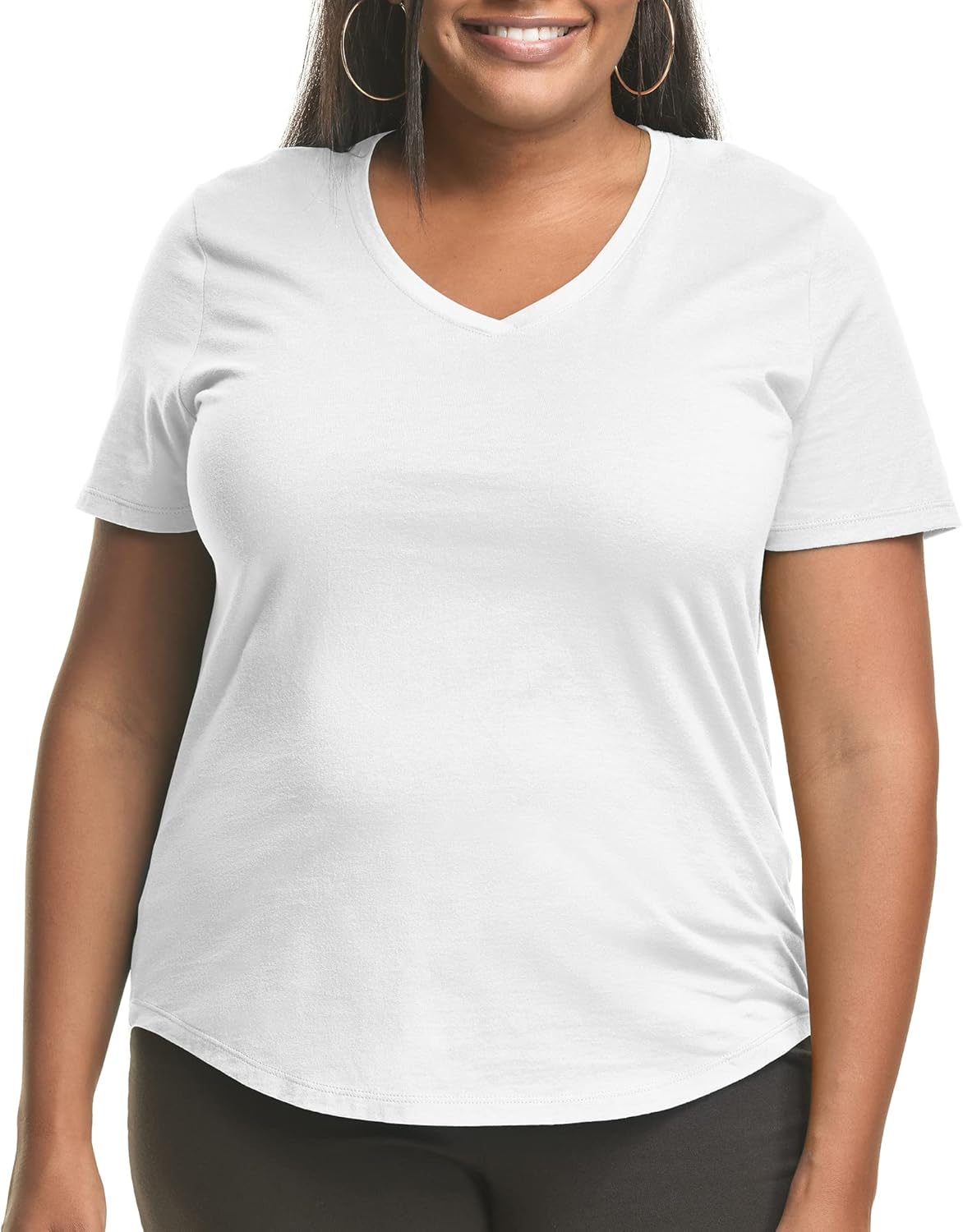 Just My Size Women's Plus-Size Short Sleeve V-Neck Tee