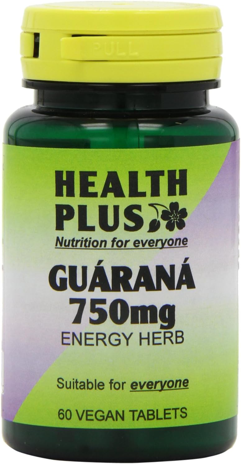 Health Plus Guarana 750mg Energy and Performance Supplement - 60 Tablets