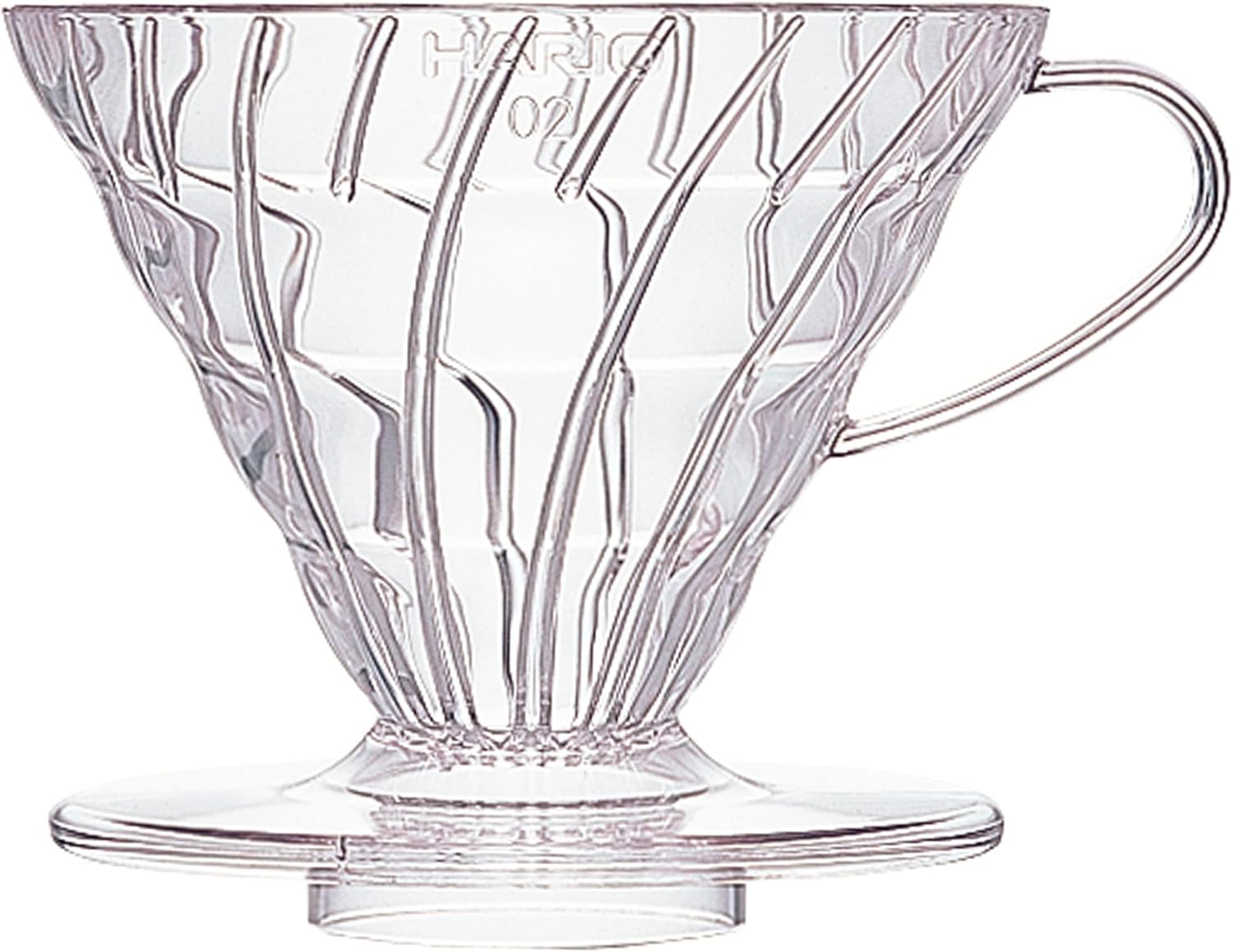 HARIO V60 Plastic V-Shaped Cone Coffee Dripper with Heat Retention, 400 milliliters,Transparent, Size 02, Acrylonitrile-styrene Resin Polypropylene, 2