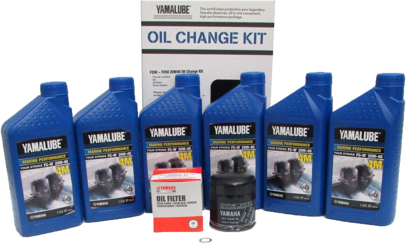Yamaha New OEM F200 F225 F250 20W40 Oil Change Kit, Yamalube, LUB-MRNLG-KT-20