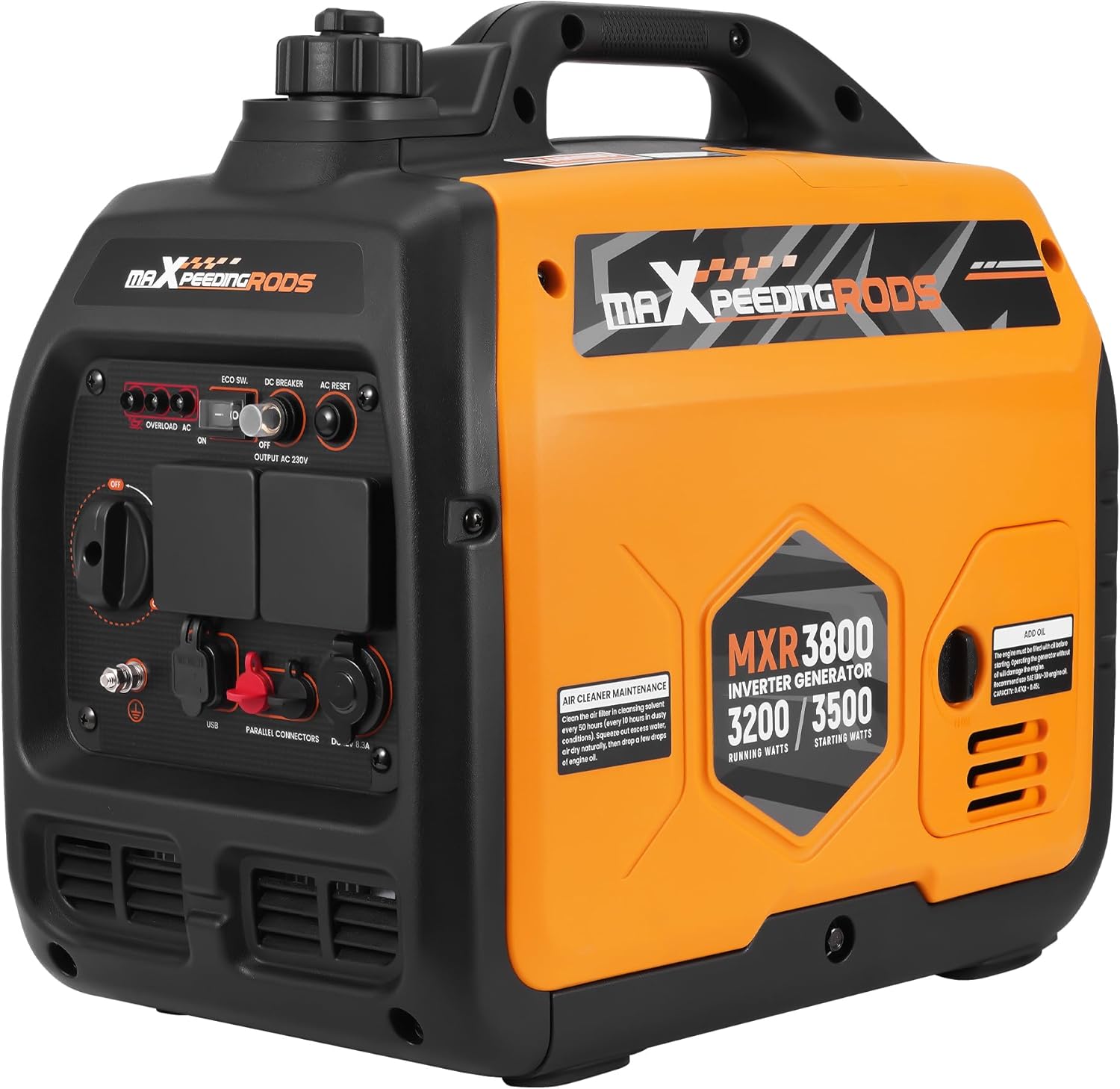 maXpeedingrods 3500W Portable Inverter Generator Petrol Silent, 4 Stroke Sine Wave Generator, Compact and Lightweight for Camping, RV Travel,Home