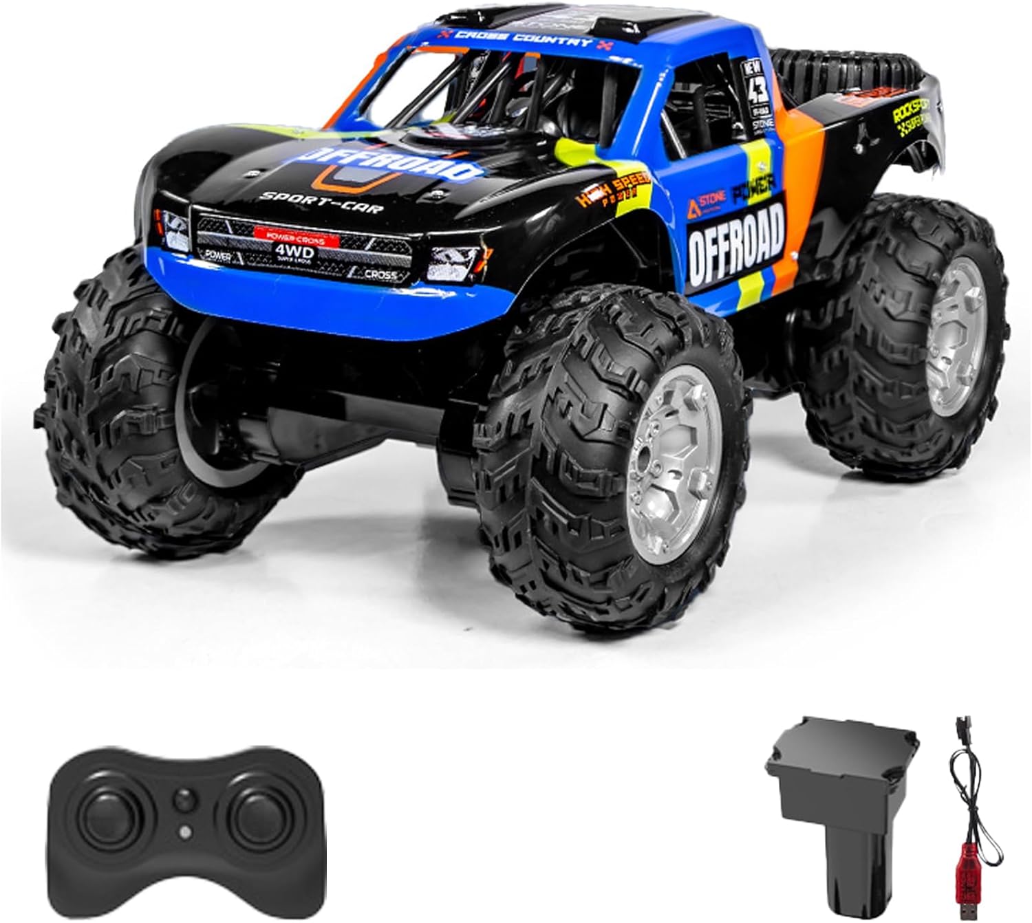 1:18 Scale All Terrain Amphibious RC Car, 360 Degree Rotation High Grip Large Wheel Design, 2.4GHz Electric Vehicle Toys Gifts for Kids and Adults (Blue)