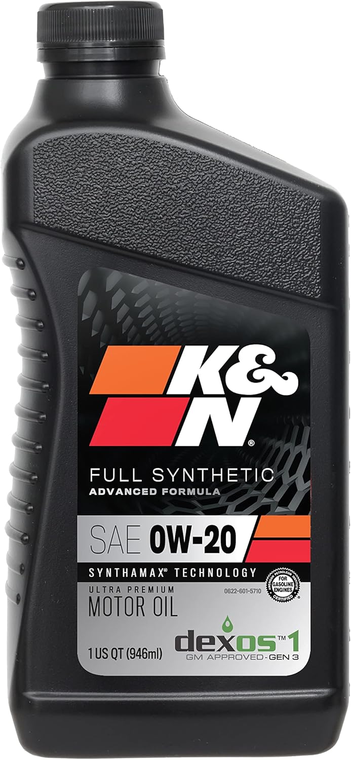 K&N Motor Oil: 0W-20 Synthetic Engine Oil: Premium Protection, High Mileage, 1 Quart