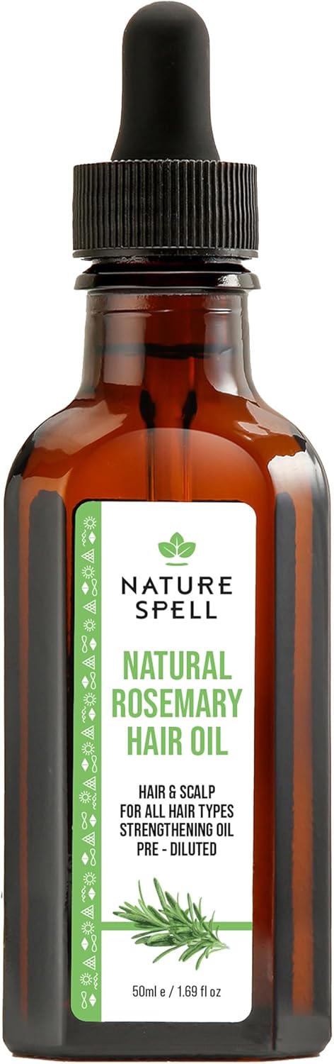 Nature Spell Pre-Diluted Rosemary Oil for Hair and Scalp, Hair Growth Oil with Pipette, Travel Size, 50ml