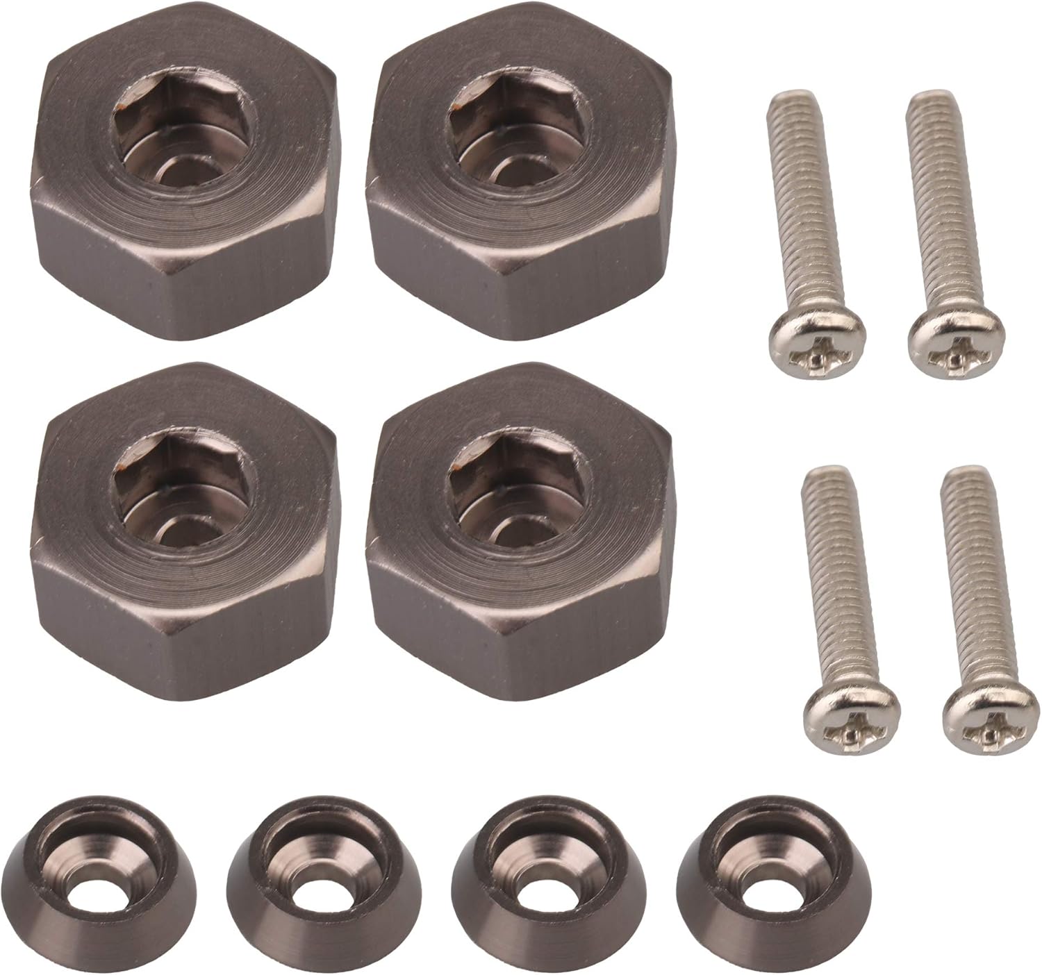 1:16 RC Car Wheel Hub Hex Adapter 5mm to 12mm Combiner Replacement for WPL C14 C24 WPL1634 Pack of 4 (Titanium)