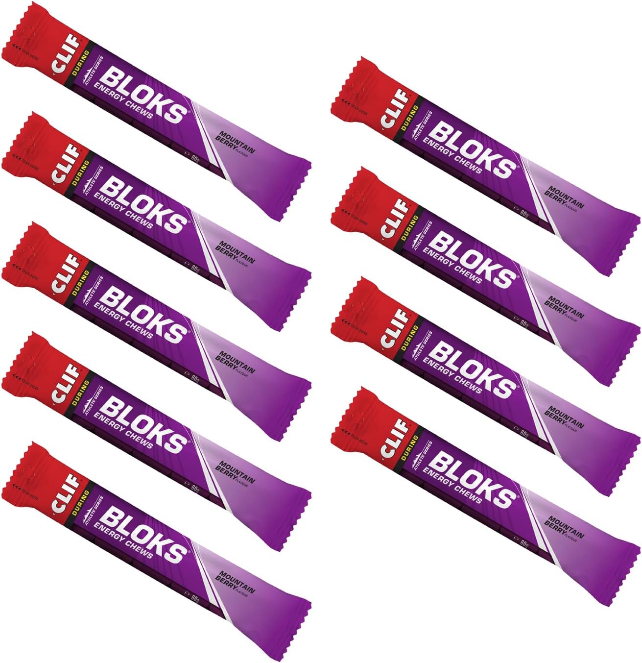 CLIF Bar Bloks Energy Chews - Mountain Berry - Plant Based - Quick Energy for Cycling and Running - Workout Snack - 60g Bars (9 Pack)