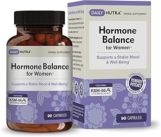 Hormone Balance for Women - Natural Mood Supplement - PMS Relief and Menopause Support | Featuring Clinically Studied KSM-66 Ashwagandha (90 Capsules)