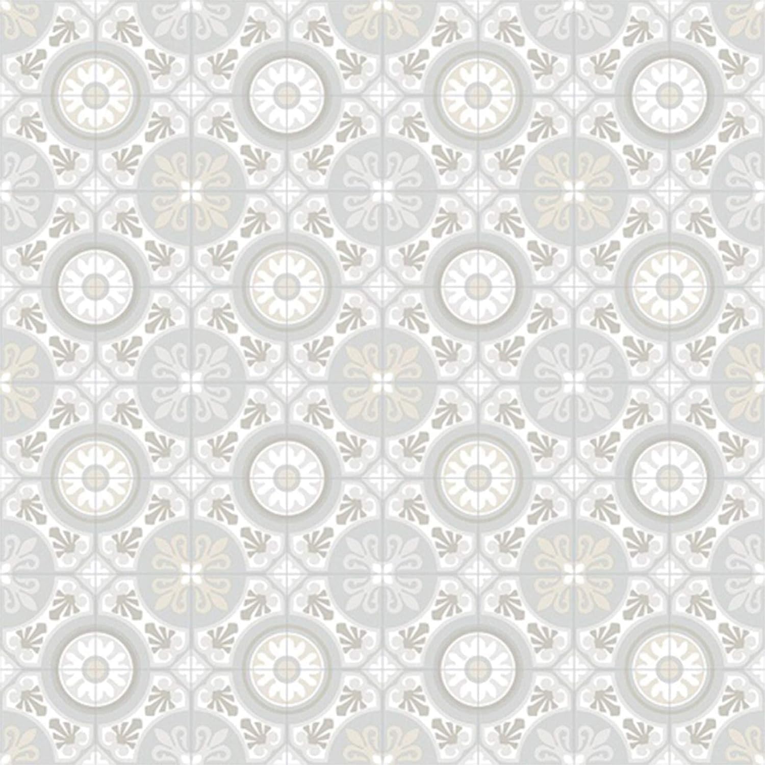 VINYL FLOORING UK White Grey Designer Non-Slip Vinyl Flooring Roll For LivingRoom, Kitchen, DiningRoom, 2.0mm Cushion Backed Vinyl Sheet, Waterproof Lino Flooring-2m(6'7") X 1m(3'3")-2m²