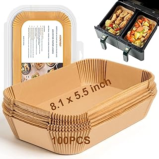 Air Fryer Paper Liners for Ninja Airfryer, 8.1x5.5 inch Rectangle Disposable Parchment Tray for Dual Zone Double Stack XL DZ201/DZ401/DZ550/DZ302/SL401/SL451, Food Grade Accessories BPA free