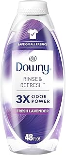 Downy RINSE & REFRESH Laundry Odor Remover and Fabric Softener, Fresh Lavender, 48 fl oz, Safe on ALL Fabrics, Gentle on Skin, HE Compatible
