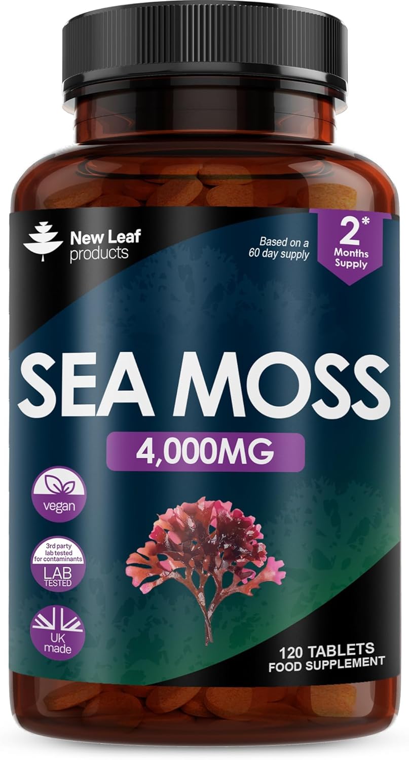 Sea Moss Tablets Extract High Strength 4000mg - Sea Moss Supplement 120 Tablets (not sea Moss Capsule) High Potency - UK Made - Vegan - Non GMO