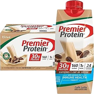 Protein Shake| Variety Pack of Protein Shake, Chocolate, Vanilla, Caramel, Cafe Latte, Strawberries |30g Protein, 1g Sugar, Nutrients to Support Immune Health| 11 Fl Oz (BETRULIGHT Premier Value Case of 15) (Cafe Latte)