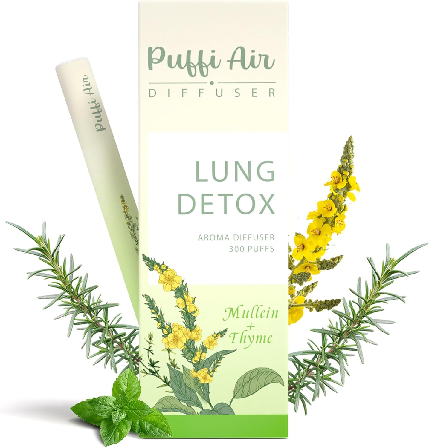 PUFFIAIR Diffuser Pen Natural Mullein Leaf Aromatherapy Inhaler | Nicotine Free Lung Cleanser | Herbal Mullein Diffuser 300 Uses